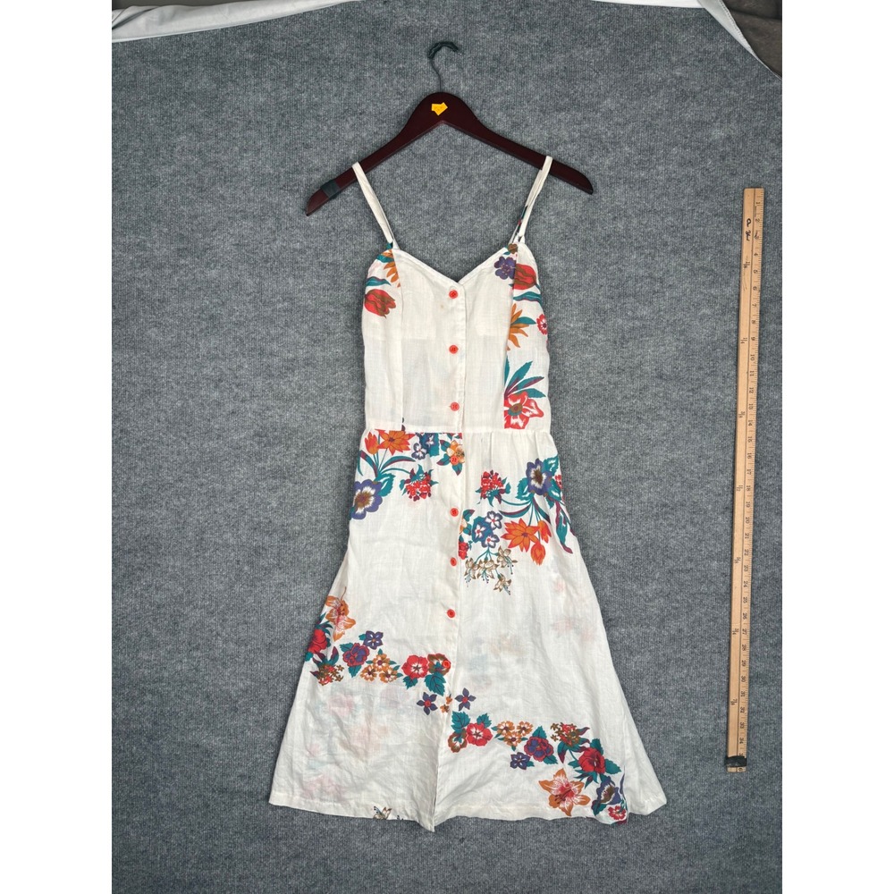 Miss Joni of California Vintage Floral Button Front Midi Sun Dress White Size 12
